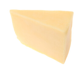 Piece of tasty cheese isolated on white