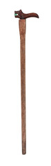 vintage carved wooden cane isolated on white background