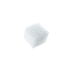 One refined sugar cube isolated on white