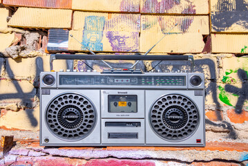 boombox with urban background - 800594004