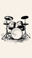 Monochrome Drum Kit Illustration
Stylized Drum Set Artwork
Abstract Drum Ensemble Graphic
Drum Kit Silhouette Against Dark Background
Artistic Representation of Percussion Instruments