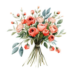 romantic bouquet vector illustration in watercolor style 