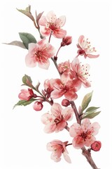 Watercolor cherry blossoms offer a delicate display of spring and renewal in art form