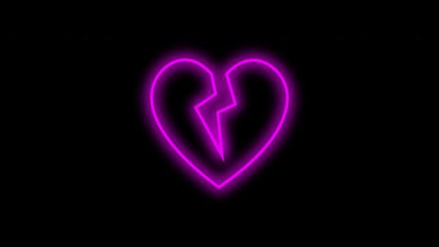 broken heart neon sign animation