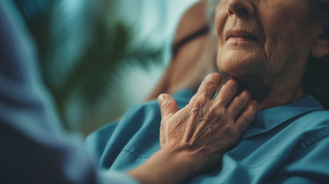 An ENT specialist providing counseling and rehabilitation for patients with dysphagia or swallowing disorders. Mercy and care, responsibility, respect, teamwork