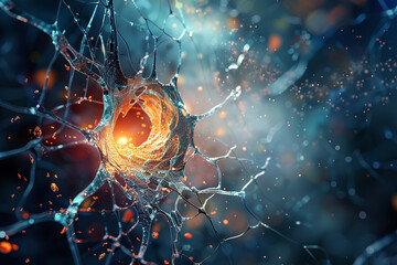 Abstract concept of breaking through a barrier, representing breakthroughs in medical research and patient care 