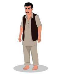 Indian angry young man cartoon character design for animation