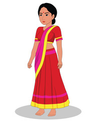 Indian girl three quarter view cartoon character design for 2d animation
