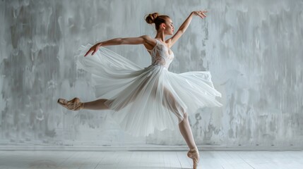 Naklejka premium Celebrate the elegance of a ballet dancer, poised mid-performance, capturing the grace and beauty of their craft.