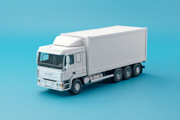 Fototapeta premium A white truck is parked on a blue background