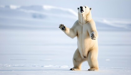 A Polar Bear Standing On Hind Legs To Get A Better Upscaled 2