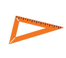 Orange triangle ruler plastic classic vector illustration isolated on