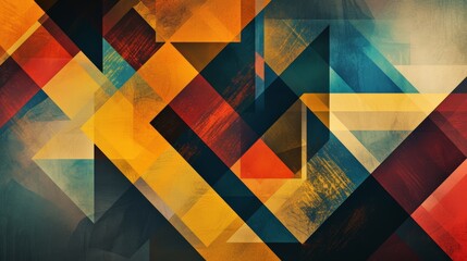 Abstract geometric composition with colorful layers and textures