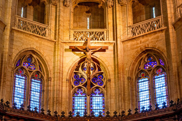 Crucifix Stained Glass Basilica Saint Nizier Church Lyon France