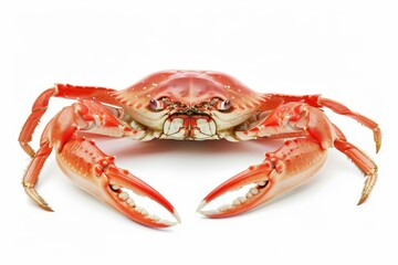 vibrant red crab isolated on pure white background seafood photo
