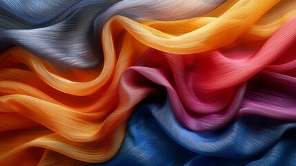 Colorful textured fabric waves