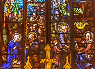 Nativity Stained Glass Saint Nizier Church Lyon France - 800598656