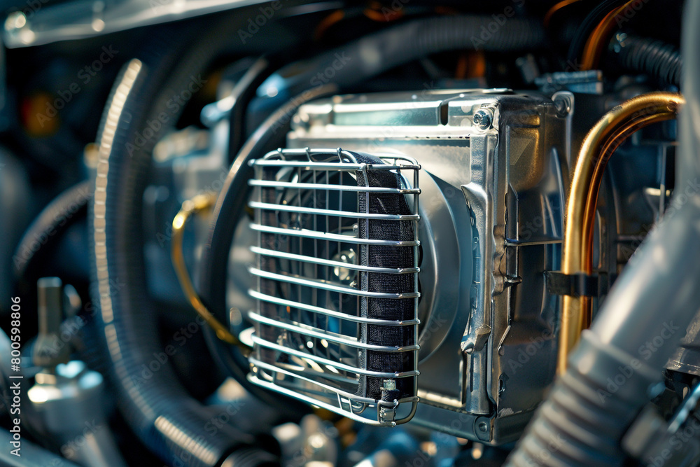 Poster advanced air conditioning unit for automobiles focusing on the condensers role in temperature manage