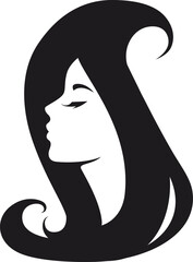 Calligraphic logo with letter S and portrait of beautiful woman. Vector Template for industry cosmetic and beauty, beauty salon, salon hair, spa, massage