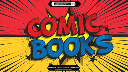 Colourful pop art style comic books 3d editable vector text effect