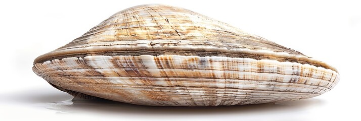 A clam, closed and secure, its shell rough and textured, symbolizing the hidden treasures of the sea, isolated on white background