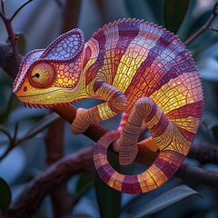 colorful glowing chameleon 