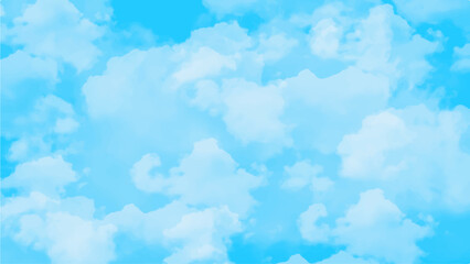blue sky with clouds. Light sky blue shades watercolor background. Sky Nature Landscape Background. sky background with white fluffy clouds.><