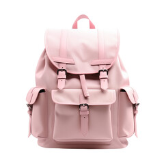 Pink backpack isolated on transparent or white background, png