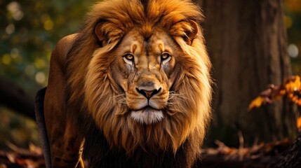 Fototapeta premium a illustration majestic lion in its natural habitat