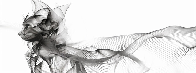 a minimalist fractal cat comes to life, with intricate patterns that captivate the imagination.