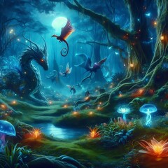 Enchanted forest: mystical creatures haven