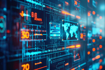 Obraz premium Alert on digital screen Firewall and antivirus software defending against intrusion immediate threat detection 