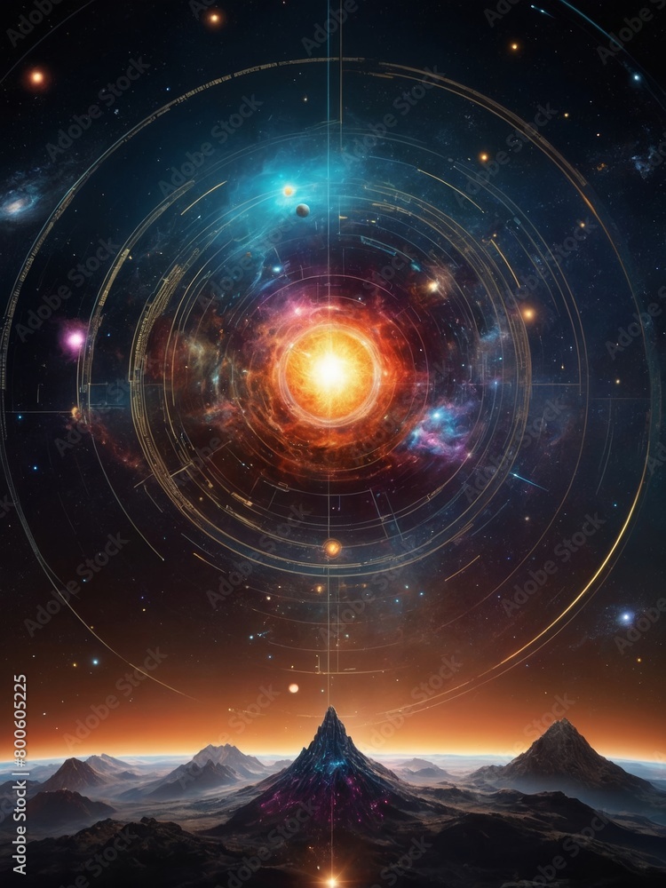 Aufkleber advanced galactic holographic map - technological space exploration visual display