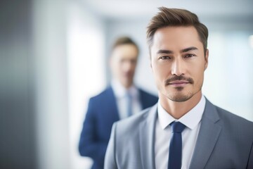 Fototapeta premium A man in a suit and tie is standing in front of a window