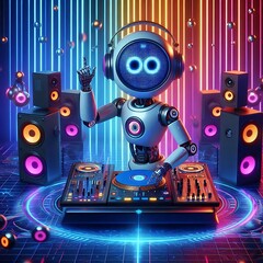 Robot DJ Rocks Neon Club Night