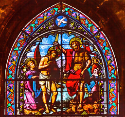 Jesus Baptism Stained Glass Saint Nizier Church Lyon France
