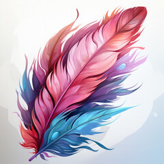 Obraz premium Watercolor soft pastel detailed feather in watercolor style vector, clipart Illustration, Generative Ai