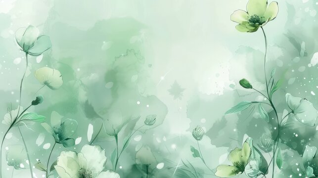 Gentle watercolor wash with flowers and bokeh spots representing serenity and artistic expression