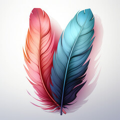 Watercolor soft pastel detailed feather in watercolor style vector, clipart Illustration, Generative Ai