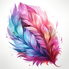 Obraz premium Watercolor soft pastel detailed feather in watercolor style vector, clipart Illustration, Generative Ai