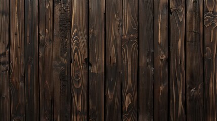 Close-up of dark stained wooden planks showcasing the natural wood grain and knot patterns for a rustic look