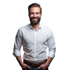 Fototapeta premium Man Standing With Hands in Pockets. transparent background