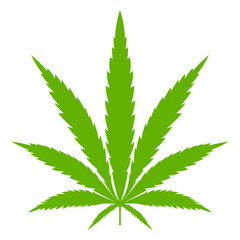 Cannabis leaf icon set. hemp marijuana leaf vector symbol in black and green color.