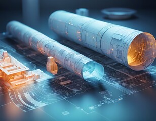 Detailed Close Up of Architectural Building Model. Generative AI