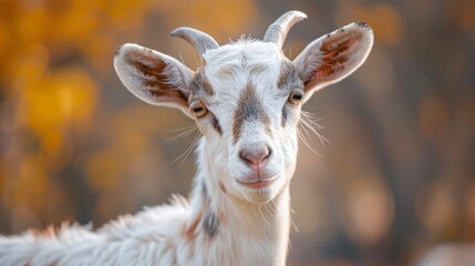 Closeup of a goat looking towards camera
