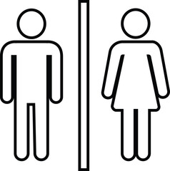 Restroom icon line set Woman, man public toilet vector for apps or web female and male hygiene washrooms symbol ladies and gentlemen WC bathroom UI icon doorplate isolated on transparent background
