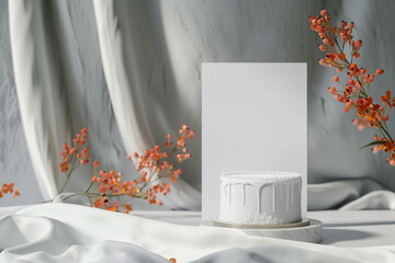 Blank advertising card minimalist birthday elegance editorial inspired setup  