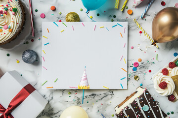 Fototapeta premium Blank mockup amidst birthday festivity clean lines understated elegance 