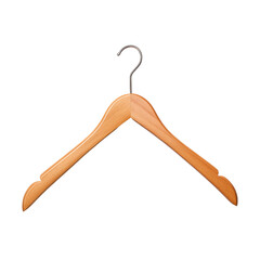 Wooden clothes hanger isolated on transparent or white background, png