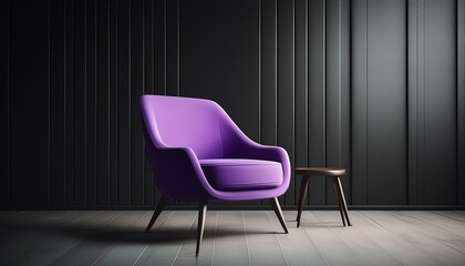 silla morada con diseño  retro minimalista 